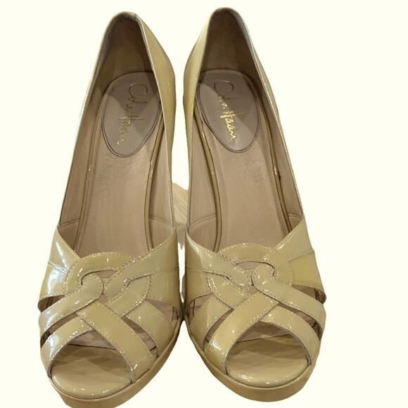 Cole Haan shoes. Open toe criss cross with chunky heels patent leather size 9 - Picture 5 of 7